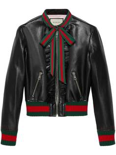 куртка-бомбер с рюшами и завязками на бант Gucci