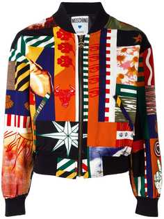 куртка-бомбер с принтом "пэчворк" Moschino Vintage