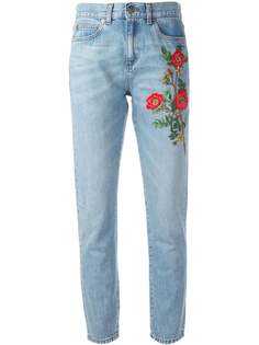 джинсы с цветочной вышивкой Gucci
