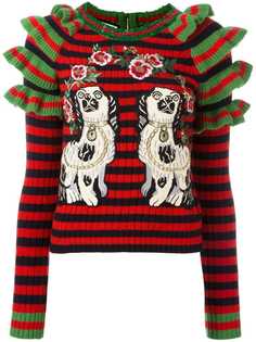 полосатый джемпер с вышивкой Gucci