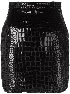 мини-юбка с эффектом чешуи Saint Laurent