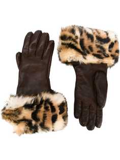 перчатки с леопардовым принтом Hermès Vintage