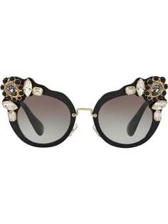 солнцезащитные очки 'Runway' с украшением из кристаллов Miu Miu Eyewear