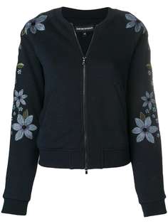 куртка-бомбер с цветочной вышивкой Emporio Armani