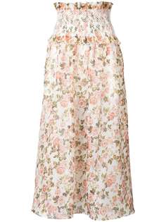юбка с рюшами и цветочным принтом Zimmermann