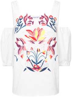 блузка с приспущенными рукавами и вышитыми цветами Tanya Taylor