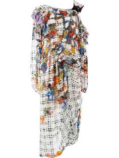 асимметричное платье с принтом Preen By Thornton Bregazzi