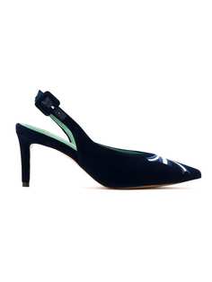 velvet Diana Love sling-back embroidered pumps Blue Bird Shoes