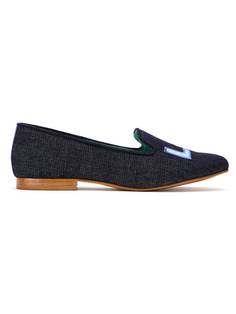 leather and cotton Eletric Love denim loafers Blue Bird Shoes