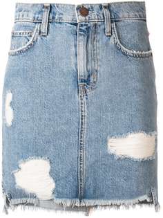 джинсовая мини-юбка с рваными деталями Current/Elliott