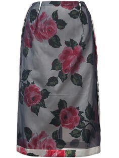 юбка с цветочным принтом с тюлем Maison Margiela