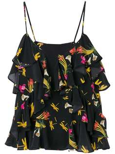 топ с оборками и рисунком из цветов и стрекоз Vivetta