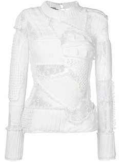 кружевной джемпер с вязаными вставками Preen By Thornton Bregazzi