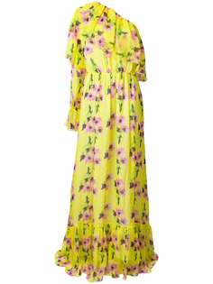 длинное платье на одно плечо с цветочным рисунком MSGM