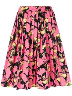 плиссированная юбка с цветочным принтом Prada