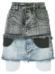 джинсовая юбка многослойного дизайна Unravel Project