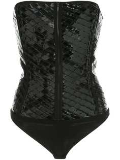 блестящее боди на молнии Mugler