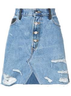 джинсовая юбка с контрастной отделкой Amiri