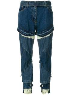 облегающие джинсы с необработанными краями Sacai