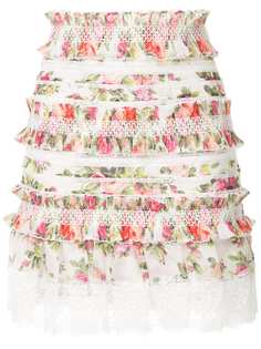 мини-юбка с оборками и цветочным рисунком Zimmermann