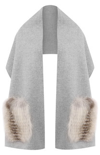 Шарф из смеси шерсти и кашемира с меховой отделкой Yves Salomon