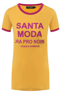 Хлопковая футболка с надписями Dolce & Gabbana
