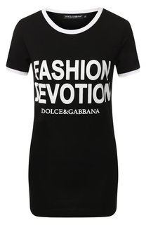 Хлопковая футболка с надписями Dolce & Gabbana