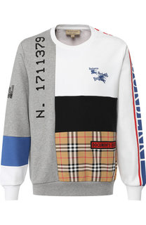 Хлопковый свитшот с контрастной отделкой Burberry