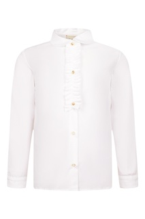 Белая блузка с рюшей Gucci Kids