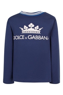 Синий лонгслив с принтом Dolce&Gabbana Kids