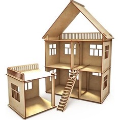 Кукольный домик ХэппиДом Коттедж с пристройкой из дерева (HK-D007)
