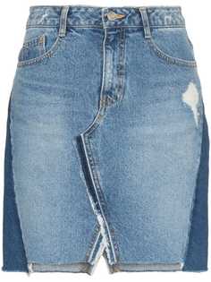 джинсовая мини-юбка в стиле пэчворк SJYP