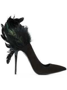 feathered high heel pumps Maison Ernest