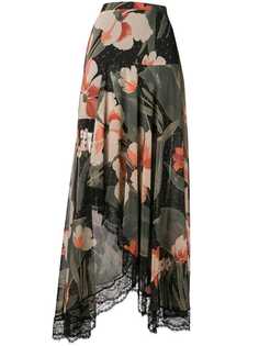 юбка макси с цветочным принтом и кружевной отделкой Twin-Set