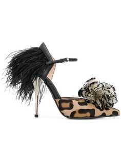 leopard print feather pumps Giambattista Valli