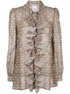 printed ruffle hem shirt Ultràchic