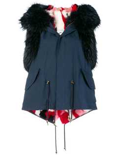 fur trim parka vest Furs66