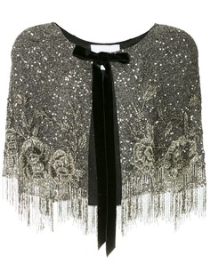 Beaded fringe cape Marchesa
