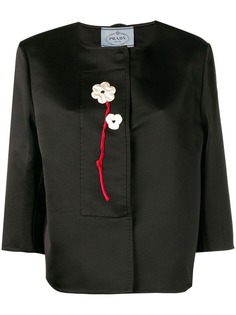 блузка с цветочной аппликацией Prada Vintage
