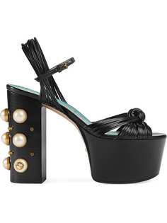 босоножки на платформе с перекрученными ремешками Gucci