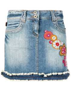 джинсовая юбка мини с вышивкой Moschino Vintage
