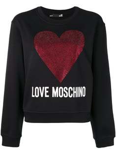 metallic heart logo sweatshirt Love Moschino
