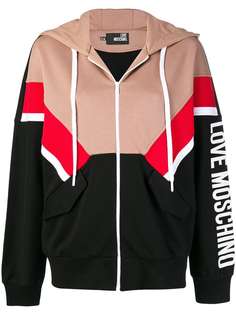 color blocked zip front hoodie Love Moschino