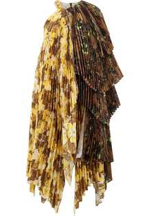 асимметричное плиссированное платье с цветочным принтом Richard Quinn