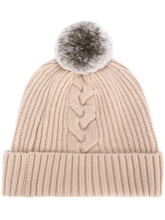 fur bobble cable beanie N.Peal