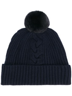 fur bobble cable beanie N.Peal