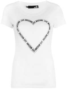 rhinestone logo heart T-shirt Love Moschino