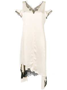 асимметричное платье миди с кружевом Helmut Lang