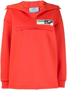 толстовка с капюшоном и открытым воротником Prada