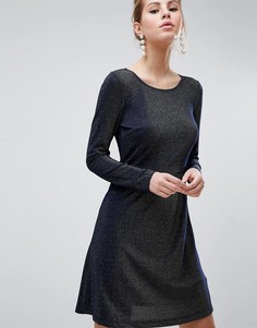 Короткое приталенное платье с длинными рукавами Traffic People - Темно-синий